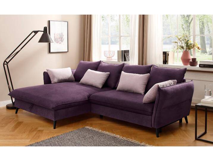 Ecksofa HOME AFFAIRE Tirano, moderne Optik, komfortabel, Breite 274cm,L-Form , lila, B:274cm H:88cm T:170cm, Sofas, wahlweise mit Bettfunktion und Bettkasten von Home-affaire