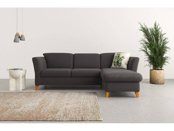 Ecksofa HOME AFFAIRE Trelleborg L-Form , grau (fango), B:249cm H:86cm T:162cm, 100% Polyester, Sofas, Federkern-Polsterung, wahlweise mit Bettfunktion und Bettkasten von Home-affaire