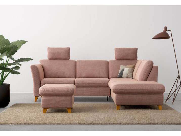 Ecksofa HOME AFFAIRE Trelleborg L-Form , rosa (altrosa), B:252cm H:86cm T:213cm, 95% Polyester, 5% Polyamid, Sofas, wahlweise mit Bettfunktion und Bettkasten, inkl. Federkern-Polsterung von Home-affaire