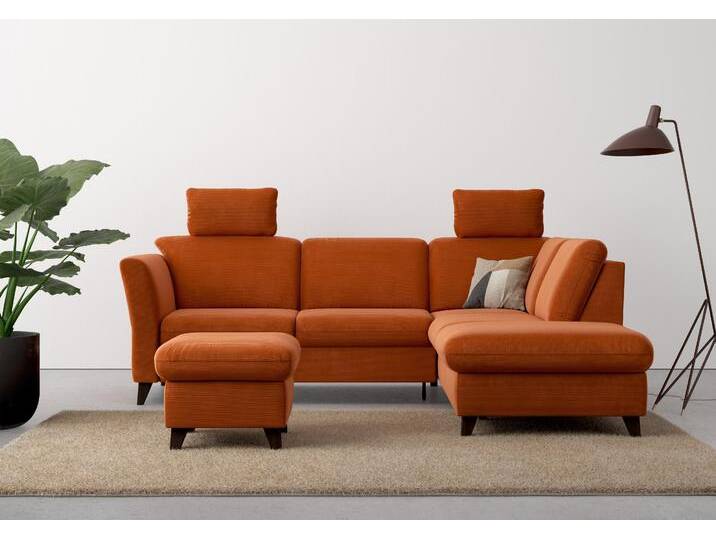 Ecksofa HOME AFFAIRE Trelleborg L-Form , rosa (kupfer), B:252cm H:86cm T:213cm, 95% Polyester, 5% Polyamid, Sofas, wahlweise mit Bettfunktion und Bettkasten, inkl. Federkern-Polsterung von Home-affaire