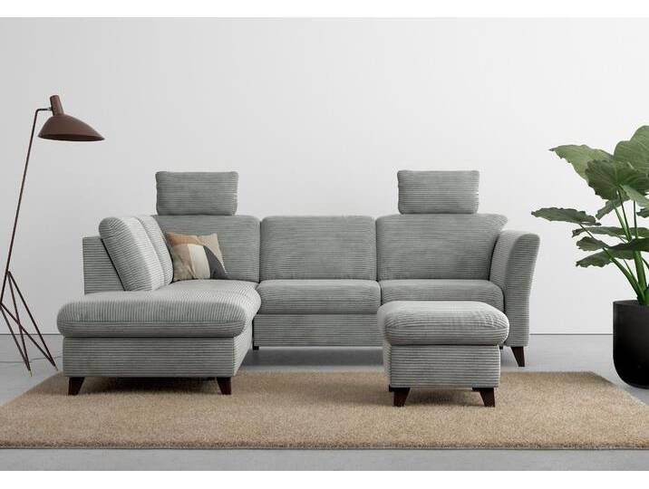 Ecksofa HOME AFFAIRE Trelleborg L-Form , silber, B:252cm H:86cm T:213cm, 100% Polyester, Sofas, wahlweise mit Bettfunktion und Bettkasten, inkl. Federkern-Polsterung von Home-affaire