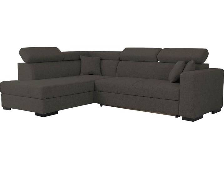 Ecksofa HOME AFFAIRE Tulio L-Form , grau (anthrazit), B:267cm H:95cm T:198cm, Struktur fein (100% Polyester);Struktur (100% Polyester);Samtstruktur (100% Polyester), Sofas, wahlweise mit Bettfunktion und Bettkasten, incl. 3 Zierkissen von Home-affaire