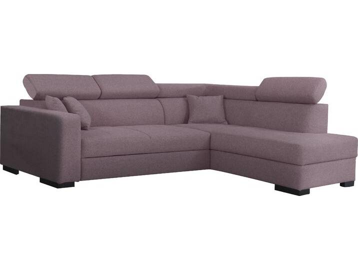 Ecksofa HOME AFFAIRE Tulio L-Form , rot (wine), B:267cm H:95cm T:198cm, Struktur fein (100% Polyester), Struktur (100% Polyester), Samtstruktur (100% Polyester), Sofas, wahlweise mit Bettfunktion und Bettkasten, incl. 3 Zierkissen von Home-affaire