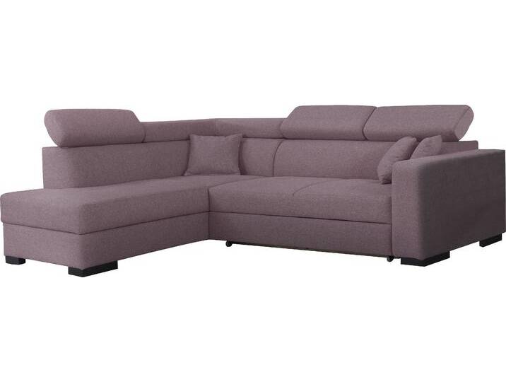 Ecksofa HOME AFFAIRE Tulio L-Form , rot (wine), B:267cm H:95cm T:198cm, Struktur fein (100% Polyester), Struktur (100% Polyester), Samtstruktur (100% Polyester), Sofas, wahlweise mit Bettfunktion und Bettkasten, incl. 3 Zierkissen von Home-affaire