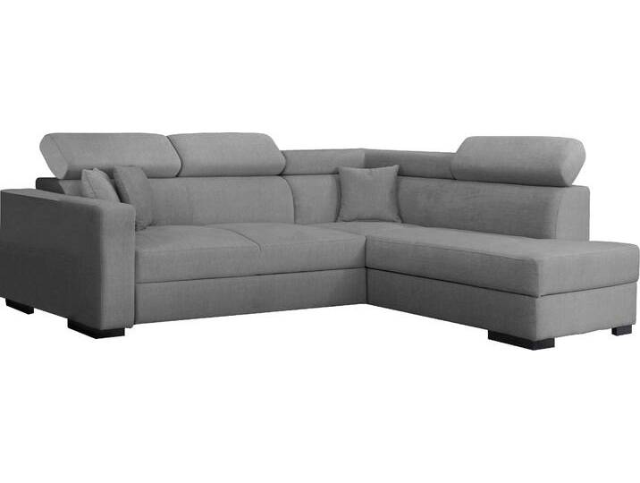Ecksofa HOME AFFAIRE Tulio L-Form , silber, B:267cm H:95cm T:198cm, Struktur fein (100% Polyester), Struktur (100% Polyester), Samtstruktur (100% Polyester), Sofas, wahlweise mit Bettfunktion und Bettkasten, incl. 3 Zierkissen von Home-affaire