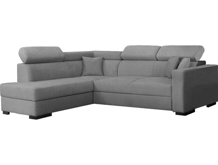 Ecksofa HOME AFFAIRE Tulio L-Form , silber, B:267cm H:95cm T:198cm, Struktur fein (100% Polyester), Struktur (100% Polyester), Samtstruktur (100% Polyester), Sofas, wahlweise mit Bettfunktion und Bettkasten, incl. 3 Zierkissen von Home-affaire