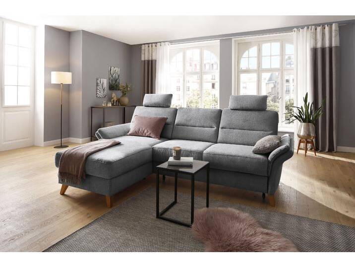 Ecksofa HOME AFFAIRE Westerland L-Form , grau, B:252cm H:90cm T:162cm, 100% Polyester, Sofas, Federkern-Polsterung, wahlweise mit Bettfunktion, Bettkasten von Home-affaire