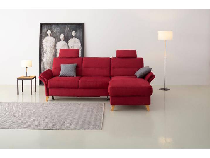 Ecksofa HOME AFFAIRE Westerland L-Form , rot (bordeaux), B:252cm H:90cm T:162cm, 100% Polyester, Sofas, Federkern-Polsterung, wahlweise mit Bettfunktion, Bettkasten von Home-affaire