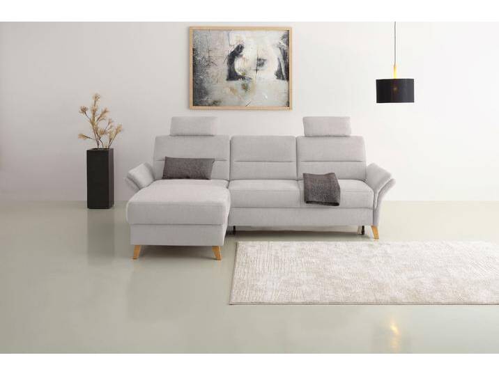Ecksofa HOME AFFAIRE Westerland L-Form , silber, B:252cm H:90cm T:162cm, 98% Polyester 2% Polyamid, Sofas, Federkern-Polsterung, wahlweise mit Bettfunktion, Bettkasten von Home-affaire