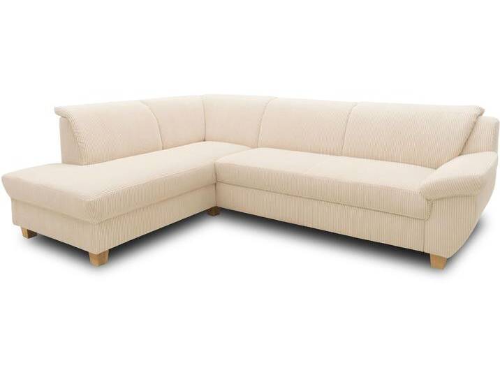 Ecksofa HOME AFFAIRE Yesterday zeitlos und elegant, bequeme Armlehnen, L-Form , beige (creme), B:254cm H:80cm T:186cm, 100% Polyester, Primabelle-Microfaser (100% Polyester), Antikleder-Optik Melrose (100% Polyester), Sofas, wahlweise mit Bettfunktion, auch in Cord von Home-affaire