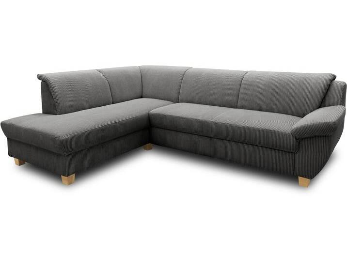 Ecksofa, Antikleder-Optik, Grau, 254×186 cm, Mit Bettfunktion, Vintage, Home-affaire von Home-affaire