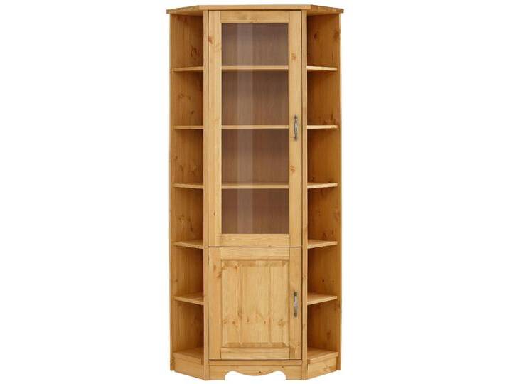 Eckvitrine HOME AFFAIRE Trinidad , beige (natur geölt), Schränke, Höhe 188 cm, FSC zertifiziertes Massivholz von Home-affaire