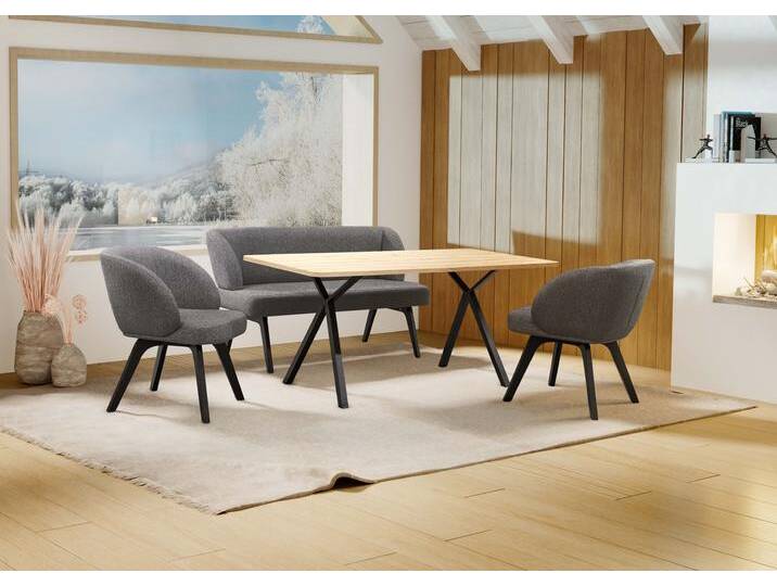 Essgruppe HOME AFFAIRE Aretha Esstischbank, Sitzgruppe, Küchenbank, Polsterbank , schwarz (jet schwarz, schwarz), B:140cm H:86cm T:68cm, FSC-zertifiziertes Massivholz, FSC-zertifizierter Holzwerkstoff, Metall, Polyester, Sitzmöbel-Sets, Esszimmer Sitzgruppe, Tisch, Stühle und Bank gepolstert, Nosagfederung, Topseller von Home-affaire