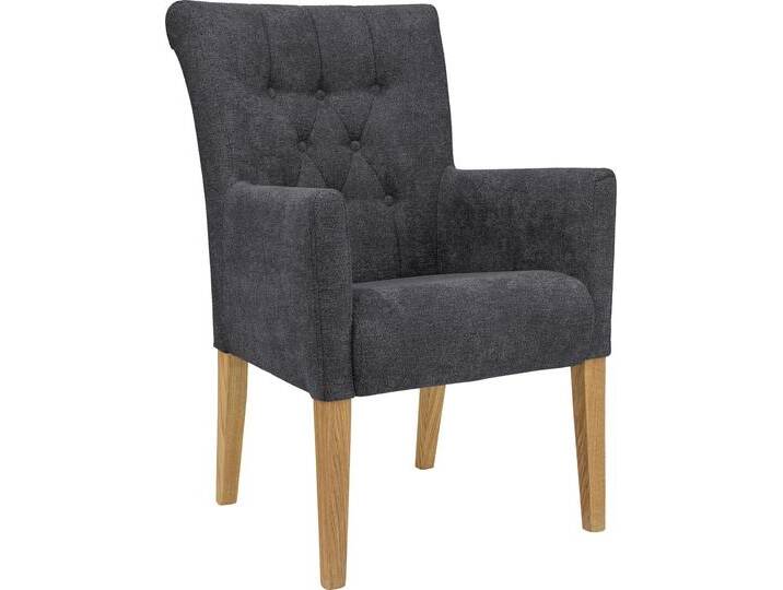 Esszimmerstuhl HOME AFFAIRE King , grau (anthrazit, natur), B:60cm H:92cm T:65cm, Polyester, Stühle, Armlehnstuhl mit Knopfheftung, Polsterstuhl von Home-affaire