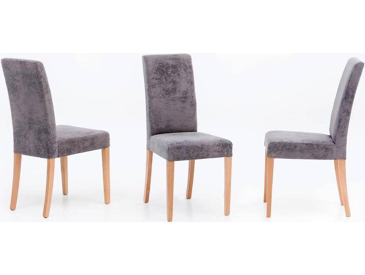 Esszimmerstuhl HOME AFFAIRE Lea, TOPSELLER , grau (grau antik), B:45cm H:95cm T:50cm, Microfaser aus 100% Polyester in Antikleder-Optik, Stühle, strapazierfähiges Material, Gestell aus Massivholz von Home-affaire