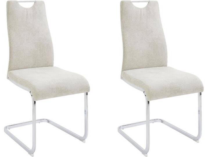 Esszimmerstuhl HOME AFFAIRE Milano , beige (beige, silberfarben), B:43cm H:96cm T:57cm, Vintage Stoff, 100% Polyester, Stühle, (2 oder 4 Stück), Bezug in Microfaser oder Cord, Freischwinger von Home-affaire
