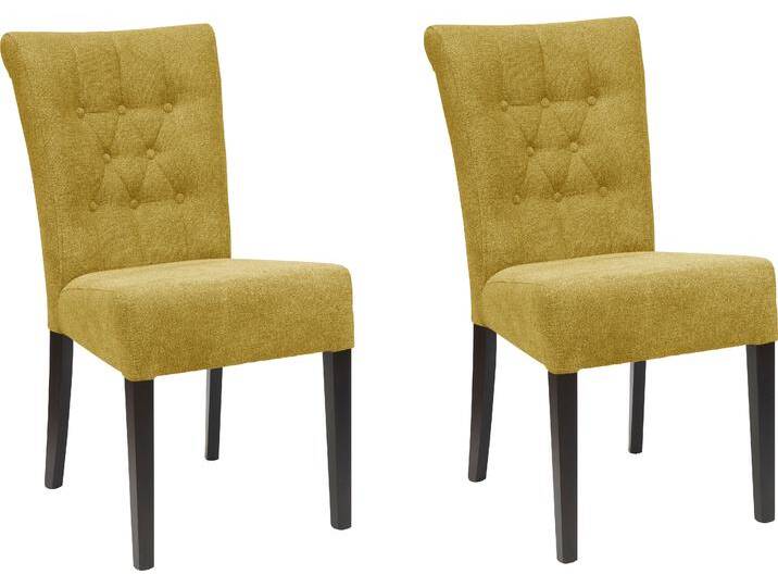 Esszimmerstuhl HOME AFFAIRE Queen BESTSELLER , gelb (senf, wenge), B:46cm H:93cm T:64cm, Polyester, Stühle, Polsterstuhl mit Knopfheftung, 2er, 4er oder 6er Set von Home-affaire