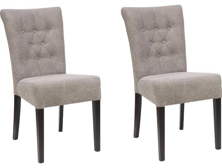 Esszimmerstuhl HOME AFFAIRE Queen BESTSELLER , grau (grau, wenge), B:46cm H:93cm T:64cm, Polyester, Stühle, Polsterstuhl mit Knopfheftung, 2er, 4er oder 6er Set von Home-affaire