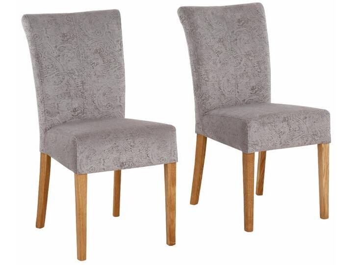 Esszimmerstuhl HOME AFFAIRE Queen Polsterstuhl BESTSELLER , grau (hellgrau, eichefarben), B:46cm H:93cm T:64cm, Massivholz, Stühle, verschiedene Bezüge, Gestell Massivholz von Home-affaire