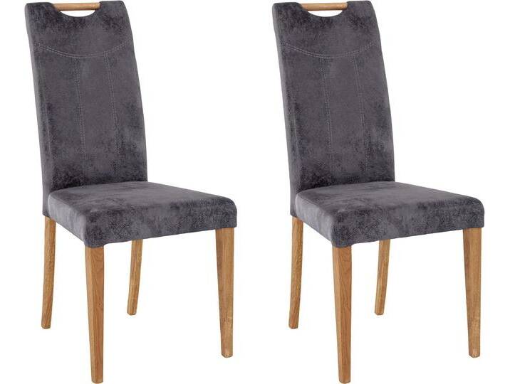 Esszimmerstuhl HOME AFFAIRE Roberta Polsterstuhl, Gestell Eiche massiv , grau (buffalo grau, eichefarben), B:47cm H:99cm T:61cm, Holzwerkstoff, Stühle, Bezug aus strapazierfähiger Microfaser von Home-affaire