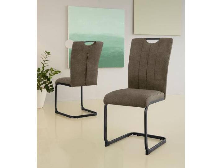 Freischwinger HOME AFFAIRE Napoli , braun (vintage braun, anthrazit), B:43cm H:96,5cm T:60cm, Polyester, Polyurethan, Stühle, Vintage-Mikrofaser Bezug, Belastbarkeit bis 130kg, im 2er oder 4er Set von Home-affaire