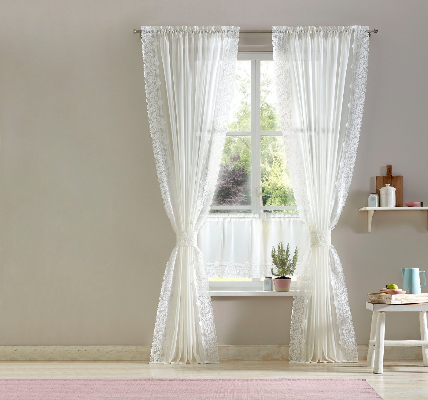 Gardine Lea, Home affaire, Stangendurchzug (1 St), transparent, Voile von Home affaire