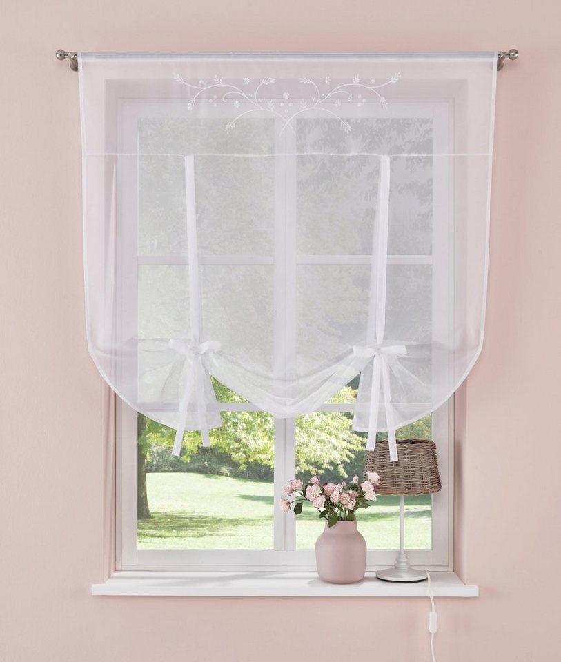 Gardine Lulu, Home affaire, Stangendurchzug (1 St), transparent, Voile, transparent, Voile mit Stickerei von Home affaire