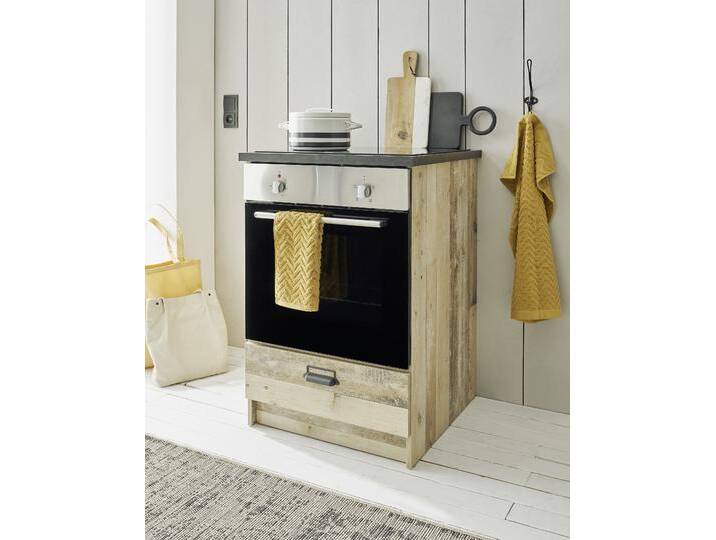 Herdumbauschrank HOME AFFAIRE Sherwood , braun (old style hell dekor), B:63cm H:93cm T:64cm, Schränke, mit Apothekergriffen aus Metall, Breite der Arbeitsplatte 63 cm von Home-affaire