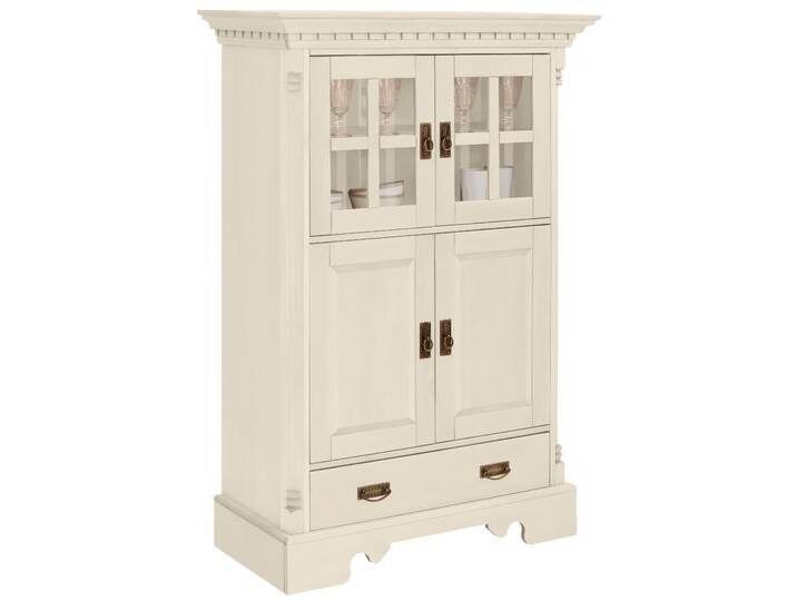 Highboard HOME AFFAIRE Milan , beige (cremfarben), B:102cm H:149cm T:47cm, Massivholz, Sideboards, Vitrine, Breite 102 cm, Massivholz, FSC-zertifiziert von Home-affaire