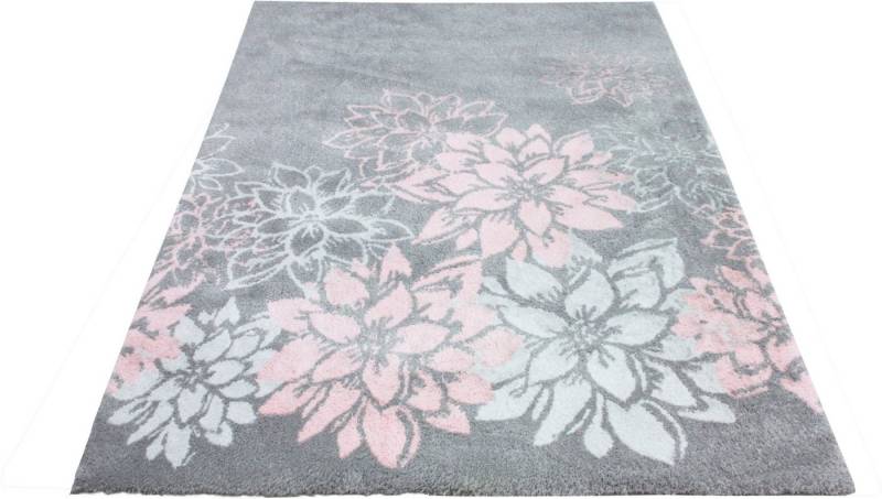 Hochflor-Teppich Susan, Home affaire, rechteckig, Höhe: 27 mm, angenehme Haptik, florales Muster, Blumen, Wohnzimmer, Schlafzimmer von Home affaire