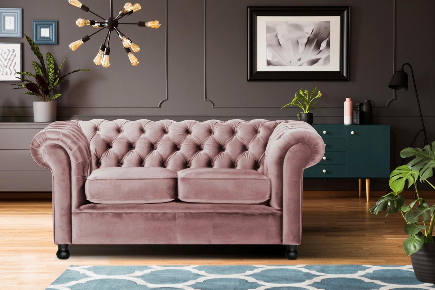 Home affaire Chesterfield-Sofa Chesterfield Home 2-Sitzer, mit edler Knopfheftung und typischen Armlehnen von Home affaire