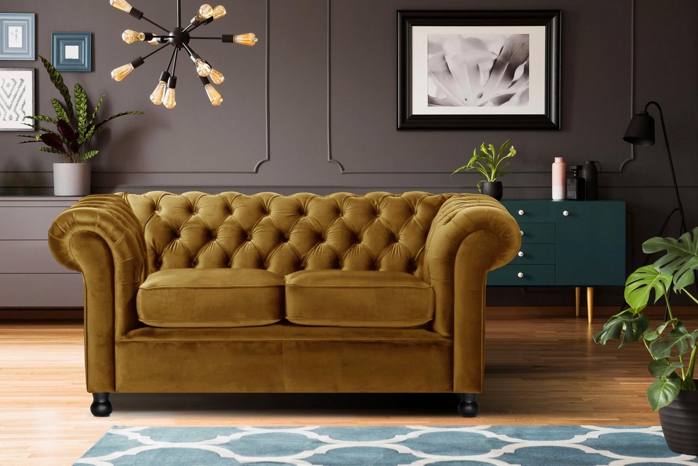 Home affaire Chesterfield-Sofa Chesterfield Home 2-Sitzer, mit edler Knopfheftung und typischen Armlehnen von Home affaire