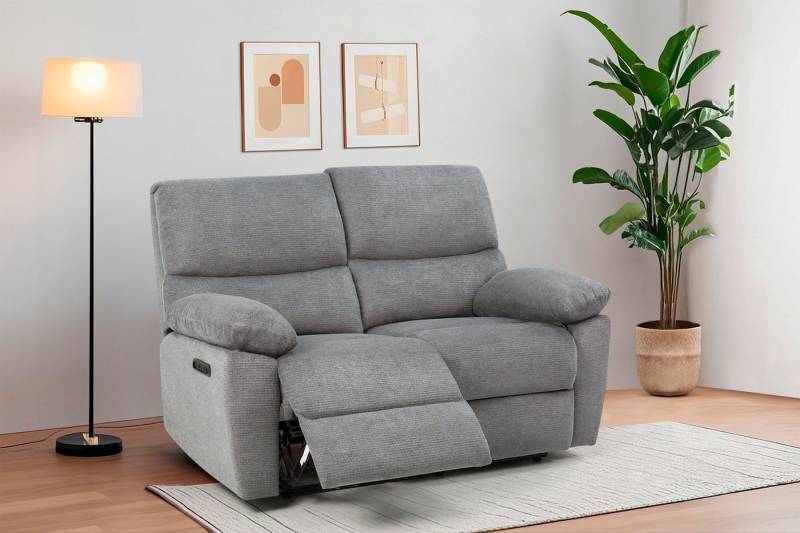 Home affaire 2-Sitzer LANNOY, mit manueller o. elektrischer Relaxfunktion in beiden Sitzen., Elektrische Variante mit USB A/C. Federkern, Webstoff von Home affaire