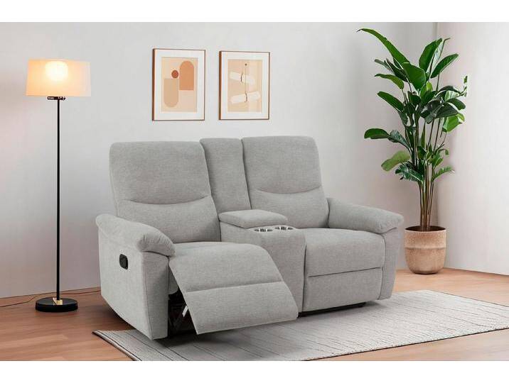 Home affaire 2-Sitzer ODILON, 2er-Kinosofa, TV-Sessel, Mulitmedia-Sofa, Struktur, USB A/C, Relaxfunktion manuell u. elektrisch, Getränkehalter, Staufach, grau von Home-affaire