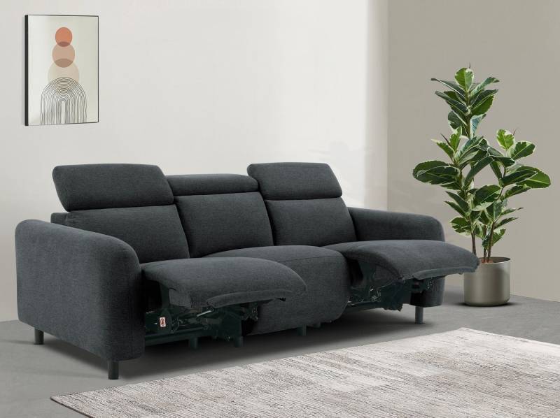 Home affaire 3-Sitzer SKAANE Struktur-Sofa, 229 cm, manuelle-u. elektrische Relaxfunktion, Relax-Funktion in 2 Sitzen, Kopfteilverstellung, Federkernpolsterung von Home affaire