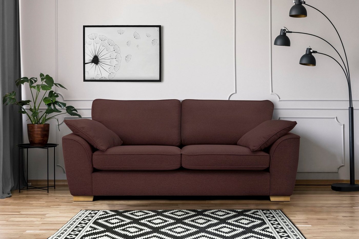 Home affaire 3-Sitzer Savoy, gemütliches Sofa mit vielen Kissen, in 2 Bezugsqualitäten von Home affaire