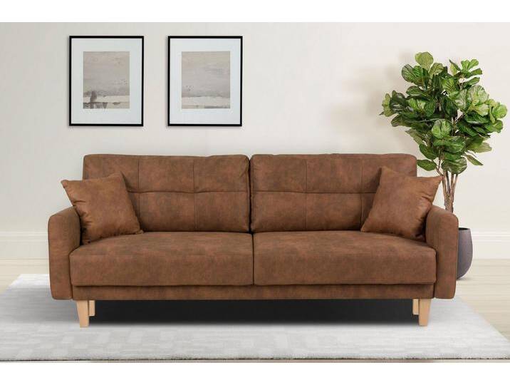 Home affaire 3-Sitzer TRIPLO optionale Schlafsofa mit Bettkasten, Maße B/T/H: 215/100/89 cm, Wahlweise Bettfunktion - Liegefläche 145x191 cm, Rücken-, Zierkissen, braun Home affaire 3-Sitzer TRIPLO optionale Schlafsofa mit Bettkasten, Maße B/T/H: 215/100/89 cm, Wahlweise Bettfunktion - Liegefläche 145x191 cm, Rücken-, Zierkissen, braun von Home-affaire