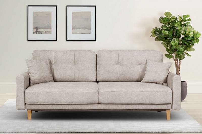 Home affaire 3-Sitzer TRIPLO optionale Schlafsofa mit Bettkasten, Maße B/T/H: 215/100/89 cm, Wahlweise Bettfunktion - Liegefläche 145x191 cm, Rücken-, Zierkissen von Home affaire