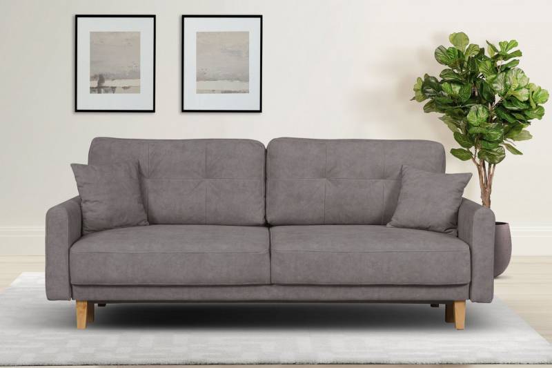Home affaire 3-Sitzer TRIPLO optionale Schlafsofa mit Bettkasten, Maße B/T/H: 215/100/89 cm, Wahlweise Bettfunktion - Liegefläche 145x191 cm, Rücken-, Zierkissen von Home affaire