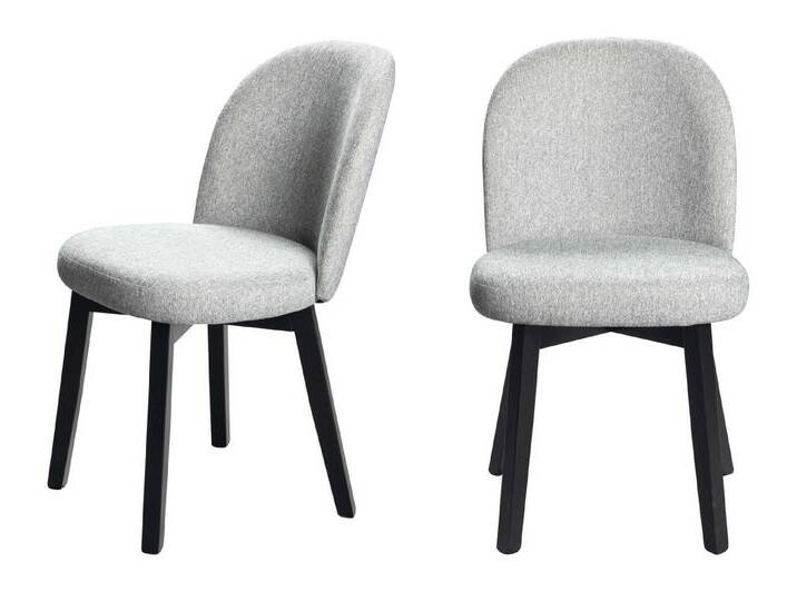 Home affaire 4-Fußstuhl Aretha Esszimmerstuhl, Wohnstuhl, Polsterstuhl, Essstuhl (Set, 2 St), schwarz lackiertes Gestell aus massivem Buchenholz, gepolstertert, grau von Home-affaire