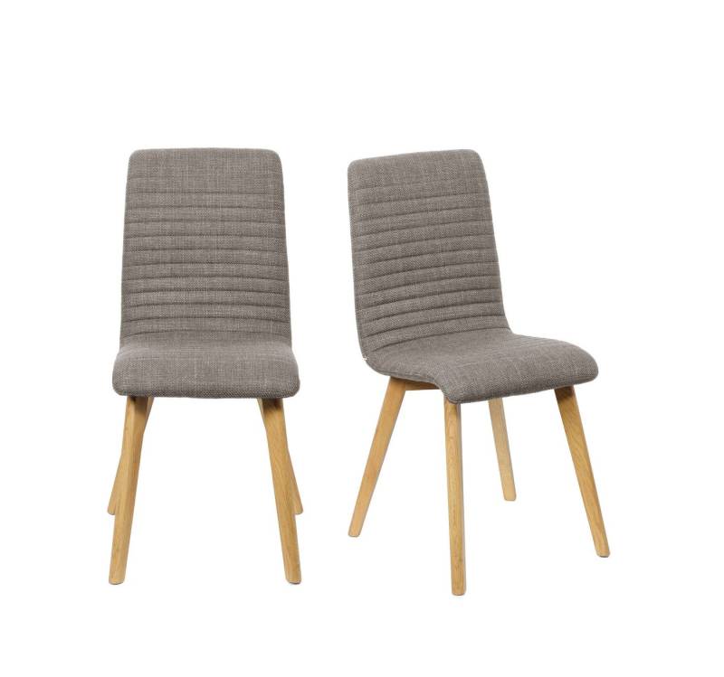Home affaire 4-Fußstuhl Arosa Esszimmerstuhl, Polsterstuhl, Küchenstuhl, Speisestuhl, Essstuhl (Set, 2 St), 2er-Set, Beine aus Massivholz Eiche oder Buche, mit gestepptem Stoff von Home affaire