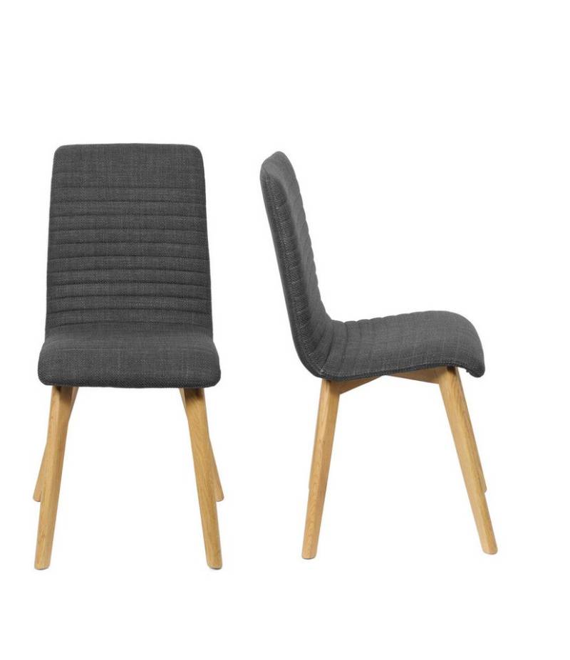 Home affaire 4-Fußstuhl Arosa Esszimmerstuhl, Polsterstuhl, Küchenstuhl, Speisestuhl, Essstuhl (Set, 2 St), 2er-Set, Beine aus Massivholz Eiche oder Buche, mit gestepptem Stoff von Home affaire