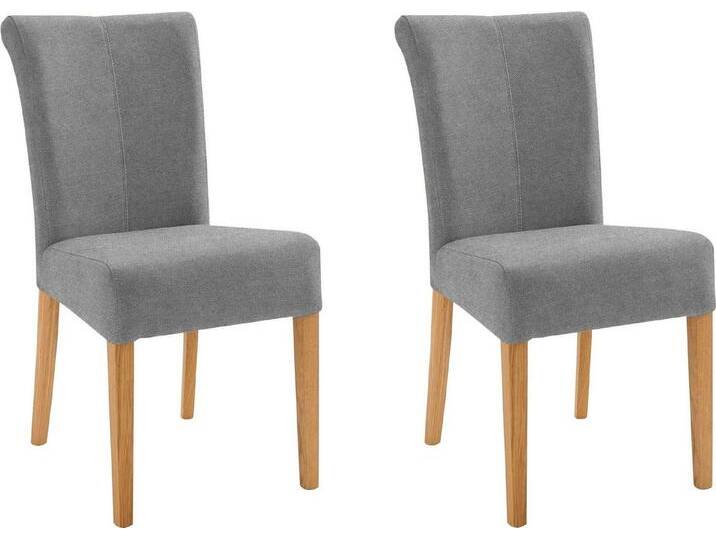 Home affaire 4-Fußstuhl Barcelona (Set, 2 St), Stuhlbeine aus Massivholz, Sitz und Rücken gepolstert, grau, hellgrau (Capulet 4003) von Home-affaire