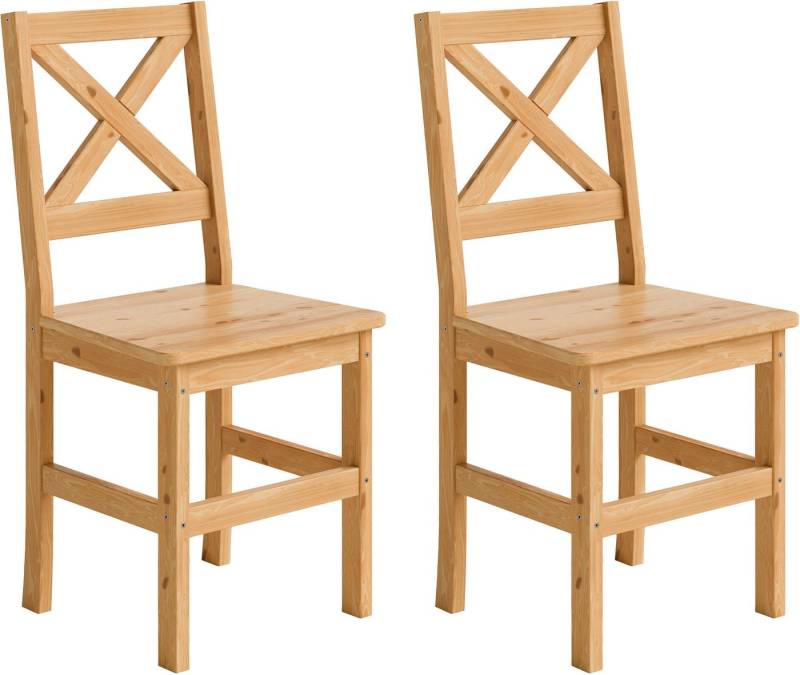 Home affaire 4-Fußstuhl Malmö (Set, 2 St), Holzstuhl Kiefer Massivholz naturfarbig, 2er und 4er-Set von Home affaire