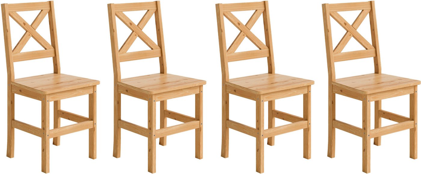 Home affaire 4-Fußstuhl Malmö (Set, 4 St), Holzstuhl Kiefer Massivholz naturfarbig, erhältich als 2er und 4er-Set von Home affaire