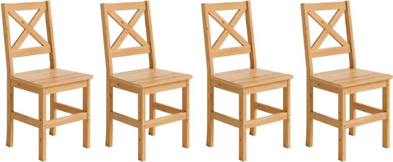 Home affaire 4-Fußstuhl Malmö (Set, 4 St), Holzstuhl Kiefer Massivholz naturfarbig, erhältich als 2er und 4er-Set von Home affaire