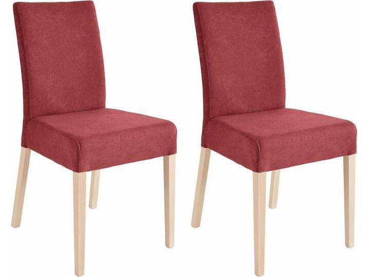 Home affaire 4-Fußstuhl Umag (Set, 2 St), Sitz und Rücken gepolstert, rot, Holzwerkstoff, Microfaser terra von Home-affaire