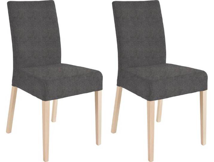 Home affaire 4-Fußstuhl Umag (Set, 2 St), Sitz und Rücken gepolstert, schwarz, Massivholz-Polyester von Home-affaire