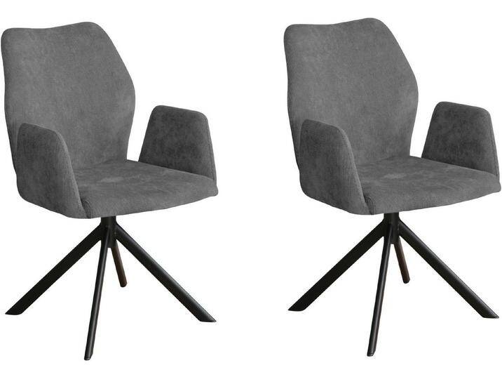 Home affaire Armlehnstuhl Hacienda (Set), moderner Cord Bezug, grau, Grau von Home-affaire