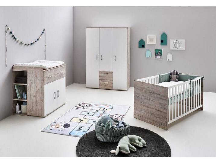 Home affaire Babyzimmer-Komplettset Rieke, mitwachsende Möbel bis ins Jugendalter, toll für kleine Zimmer, (Set, 4-tlg., Kinderbett, Unterbauregal für Wickelkommode, Schrank, Wickelkommode), Made in Germany, Blauer Engel zertifiziert, zeitloses Design von Home-affaire